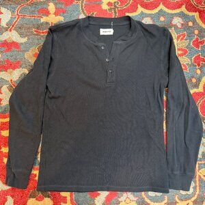 Taylor Stitch Waffle Henley in Black